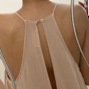 JUST U IN Womens Pullover-Over Mini Dress Back-Keyhole Sleevesless Sz LargePeach